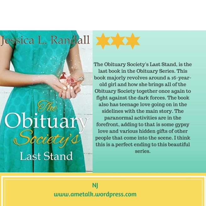 The Obituary Society's Last Stand, is the last book in the Obituary Series. This book majorly revolves around a 16-year-old girl and how she brings all of the Obituary Society together o